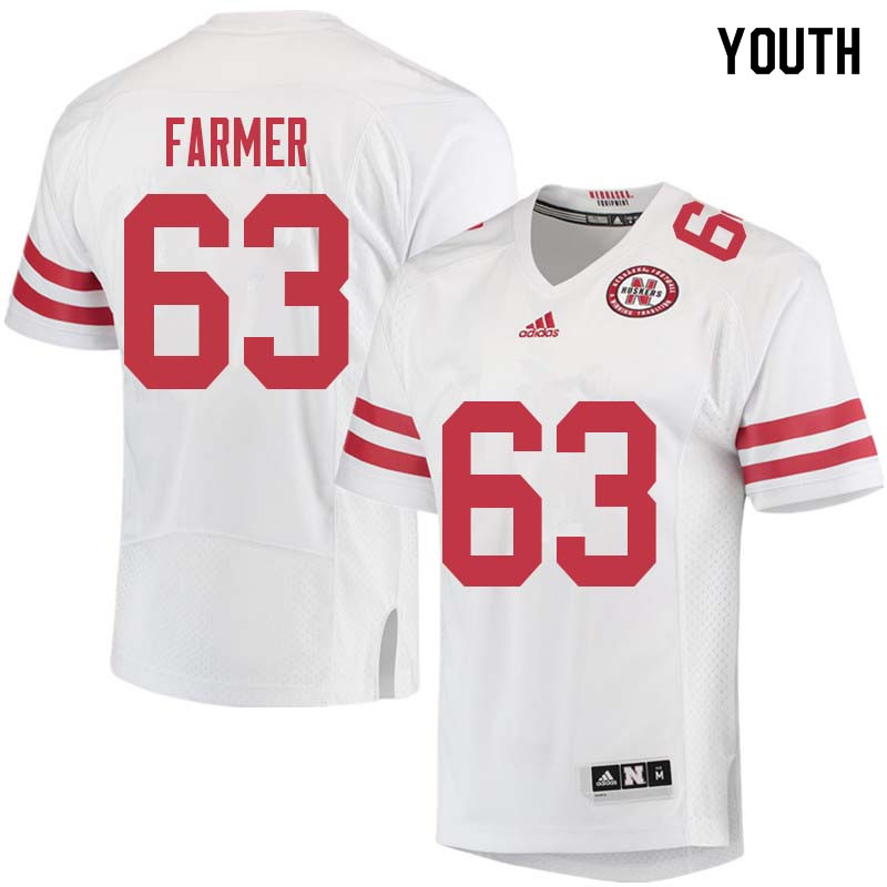Youth #63 Tanner Farmer Nebraska Cornhuskers College Football Jerseys Sale-White